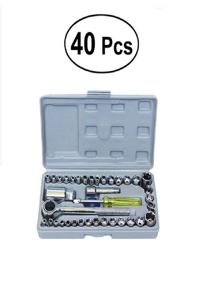 Koniry Metal and Fiber Drive Combination Socket Wrench Set Sleeve Screwdriver Hardware Kit for Automobile Motorcycle Repair -40 in 1 - Image 2